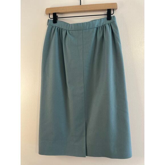 Vintage 1960's Pendleton 100% Wool Twee Retro Glam Skirt Suit Set Blue Size 8 P - Picture 10 of 14